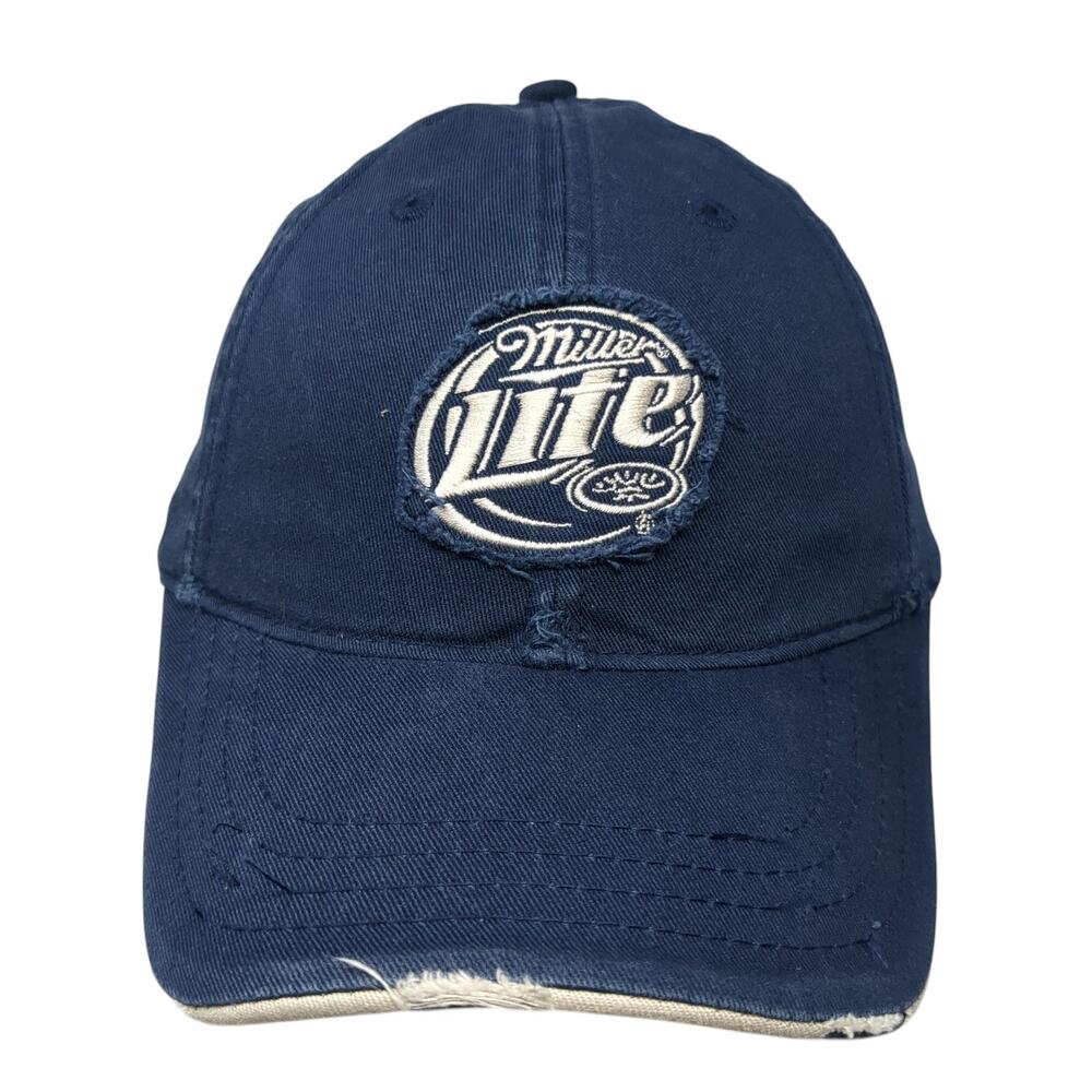 Miller Lite Strapback Baseball Cap Blue OS Adjustable Distressed H3 Sportgear